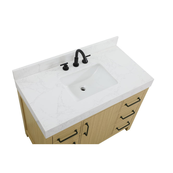 42 Inch Single Bathroom Vanity In Honey Brown With Backsplash - View 5 - Joshua Marshal