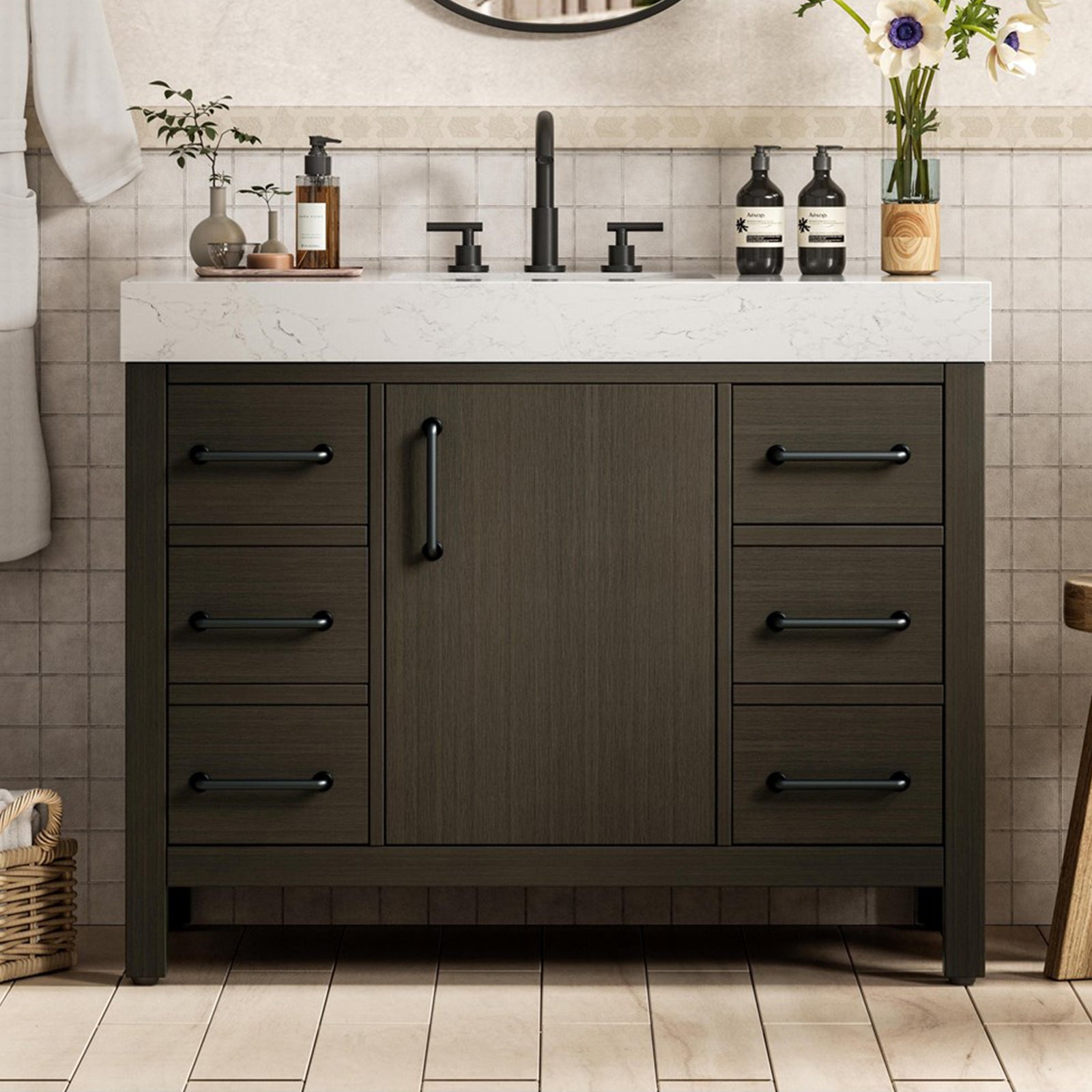 42 Inch Single Bathroom Vanity In Mocha Brown Mocha Brown Finish - KITCHEN & BATH by Joshua Marshal