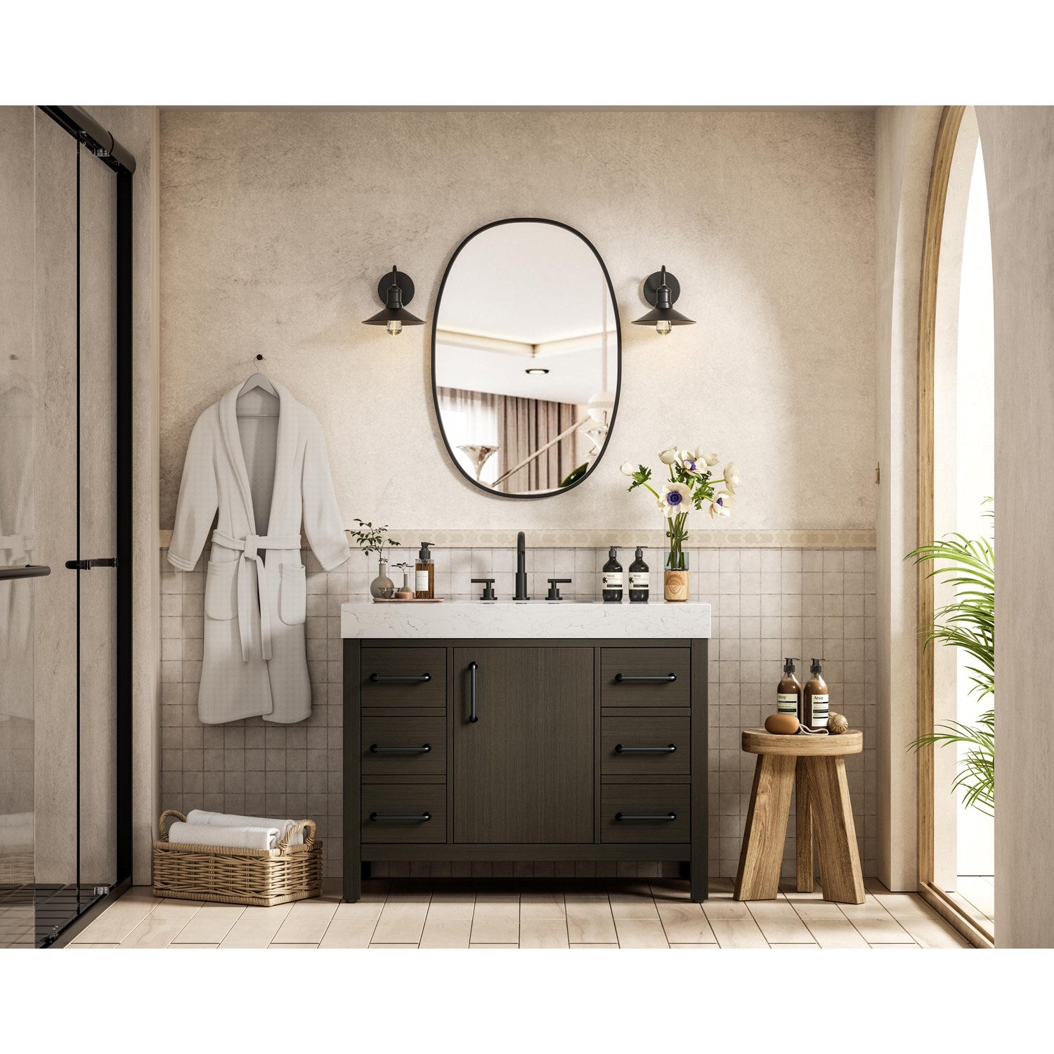 42 Inch Single Bathroom Vanity In Mocha Brown - View 2 - Joshua Marshal
