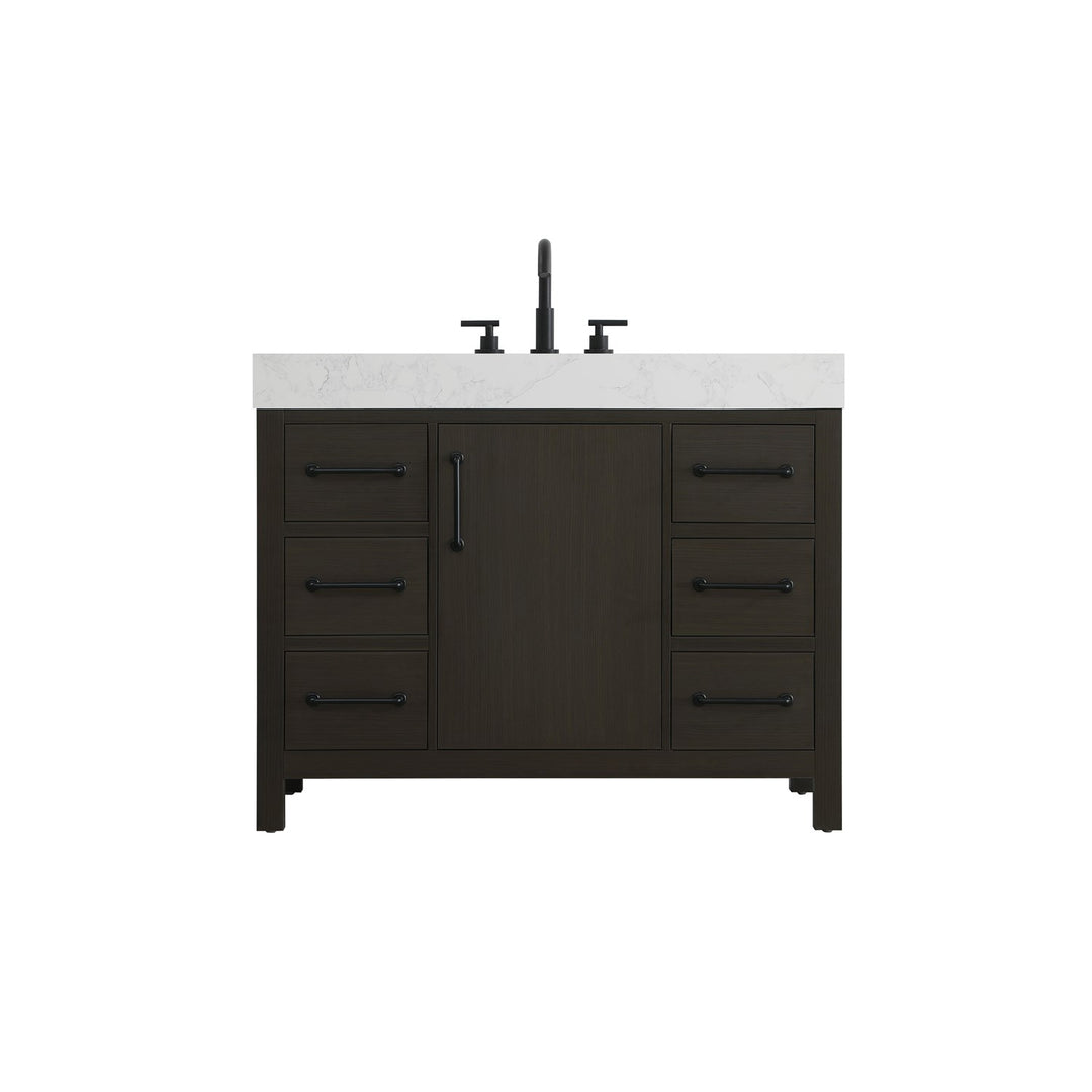 42 Inch Single Bathroom Vanity In Mocha Brown - View 3 - Joshua Marshal