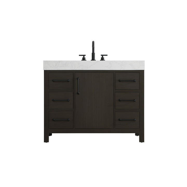 42 Inch Single Bathroom Vanity In Mocha Brown - View 3 - Joshua Marshal