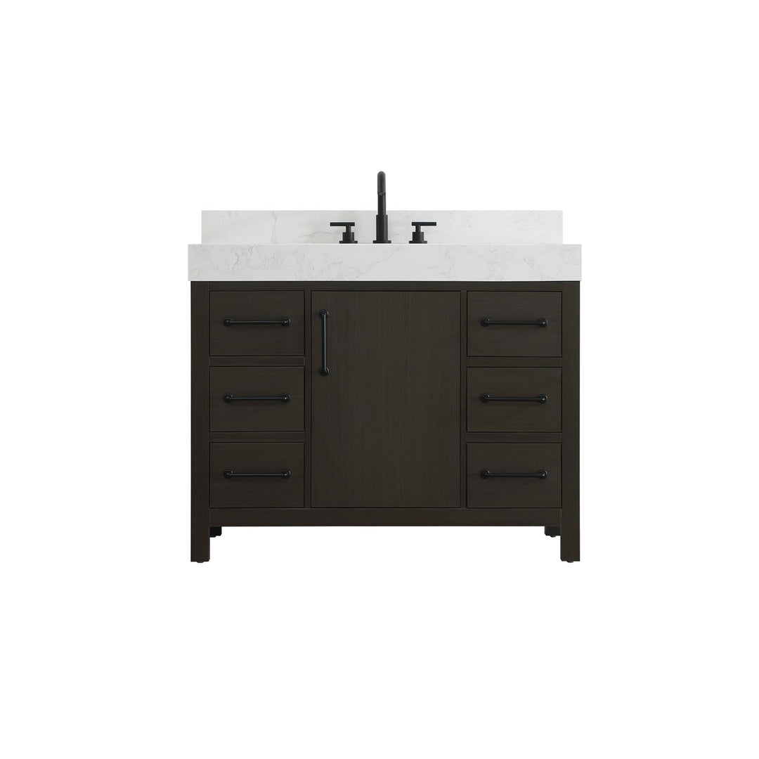 42 Inch Single Bathroom Vanity In Mocha Brown With Backsplash - View 3 - Joshua Marshal