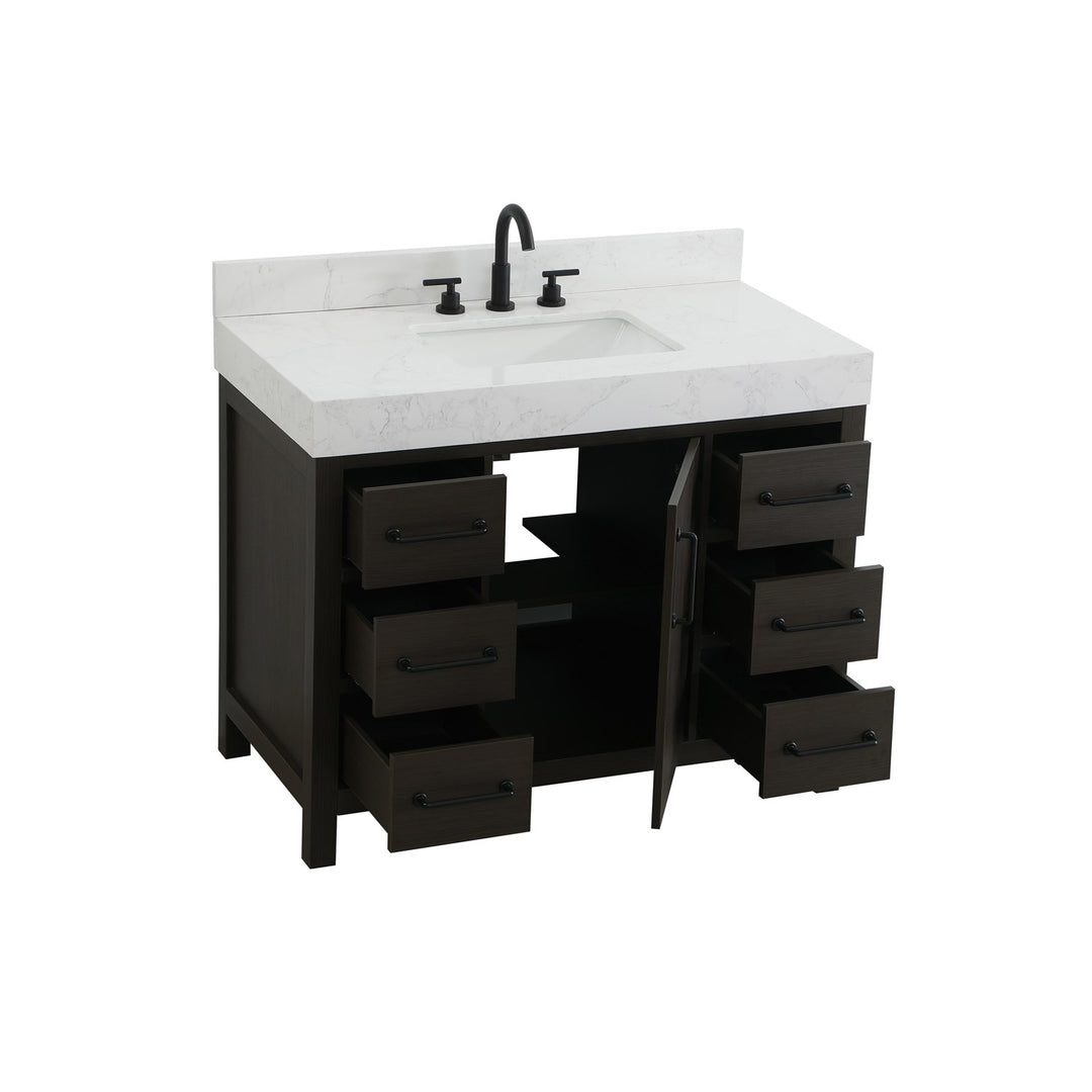 42 Inch Single Bathroom Vanity In Mocha Brown With Backsplash - View 4 - Joshua Marshal