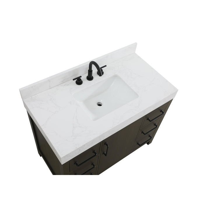 42 Inch Single Bathroom Vanity In Mocha Brown With Backsplash - View 5 - Joshua Marshal