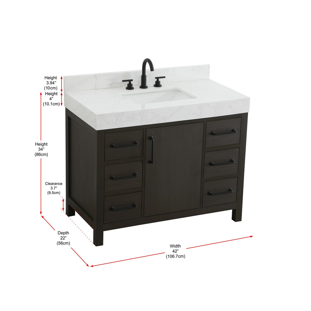42 Inch Single Bathroom Vanity In Mocha Brown With Backsplash - View 6 - Joshua Marshal