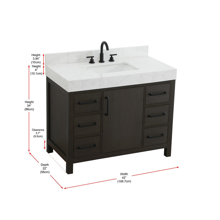 42 Inch Single Bathroom Vanity In Mocha Brown With Backsplash - View 6 - Joshua Marshal