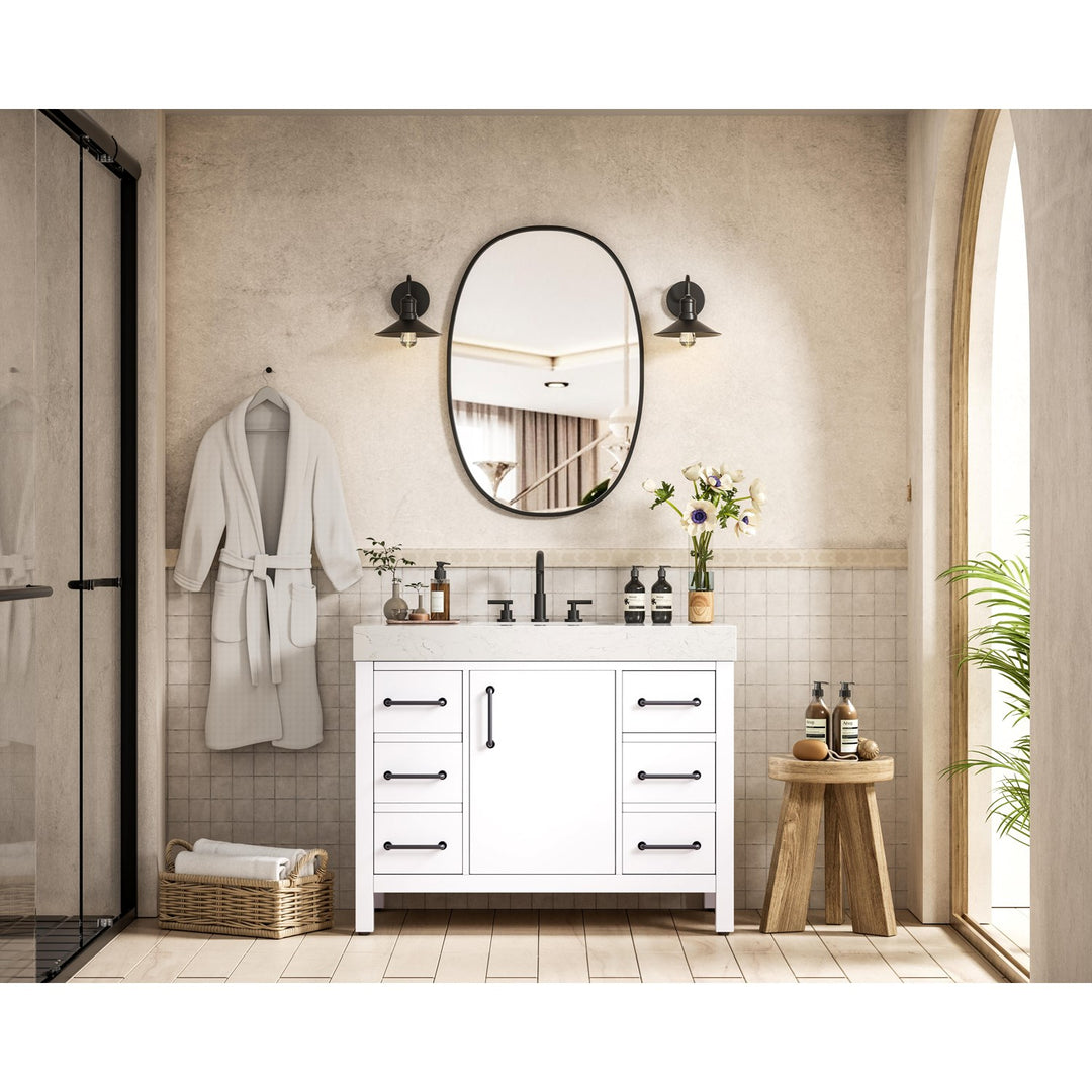 42 Inch Single Bathroom Vanity In White - View 2 - Joshua Marshal