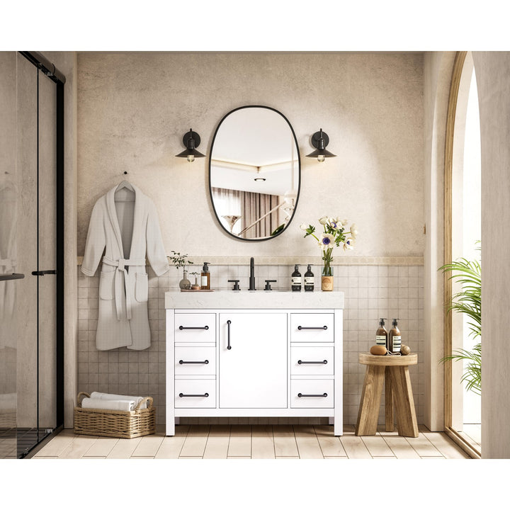 42 Inch Single Bathroom Vanity In White - View 2 - Joshua Marshal