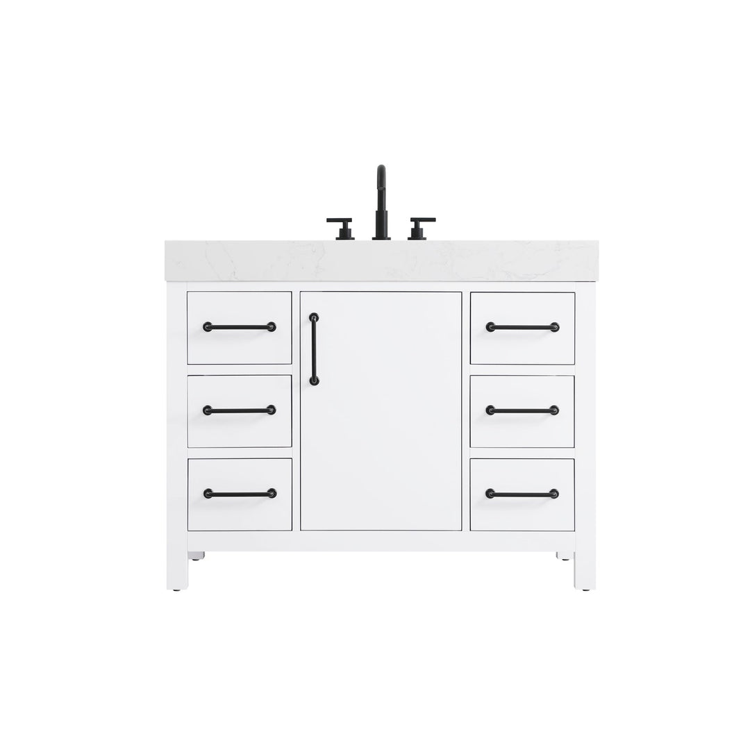 42 Inch Single Bathroom Vanity In White - View 3 - Joshua Marshal
