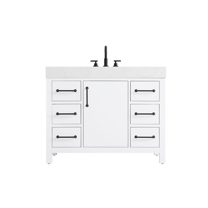 42 Inch Single Bathroom Vanity In White - View 3 - Joshua Marshal