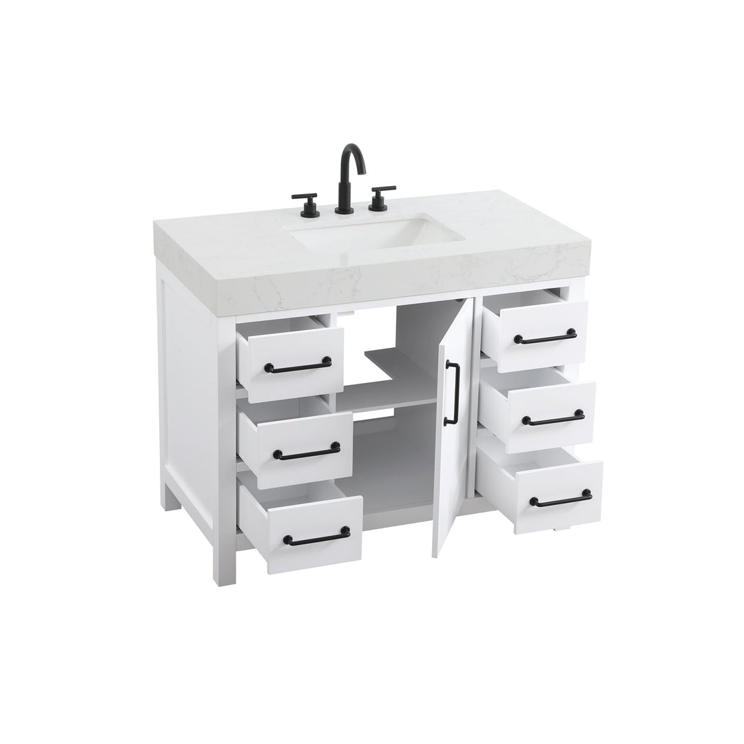 42 Inch Single Bathroom Vanity In White - View 4 - Joshua Marshal