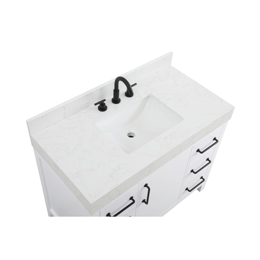 42 Inch Single Bathroom Vanity In White With Backsplash - View 5 - Joshua Marshal