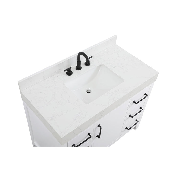 42 Inch Single Bathroom Vanity In White With Backsplash - View 5 - Joshua Marshal