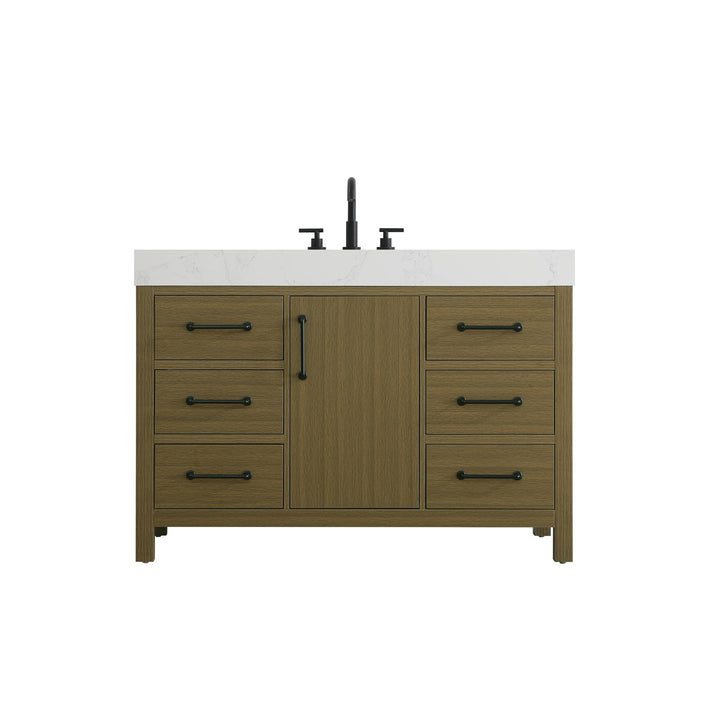 48 Inch Single Bathroom Vanity In Chestnut Brown - View 3 - Joshua Marshal