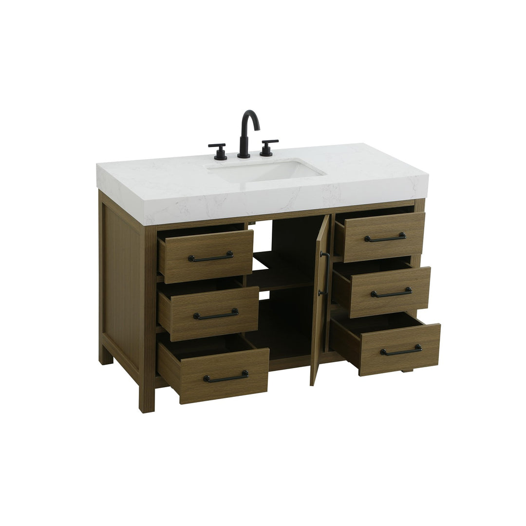 48 Inch Single Bathroom Vanity In Chestnut Brown - View 4 - Joshua Marshal