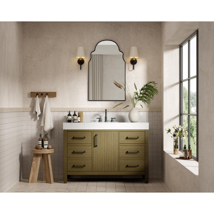48 Inch Single Bathroom Vanity In Chestnut Brown With Backsplash - View 2 - Joshua Marshal