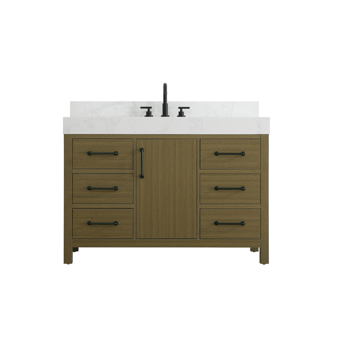 48 Inch Single Bathroom Vanity In Chestnut Brown With Backsplash - View 3 - Joshua Marshal