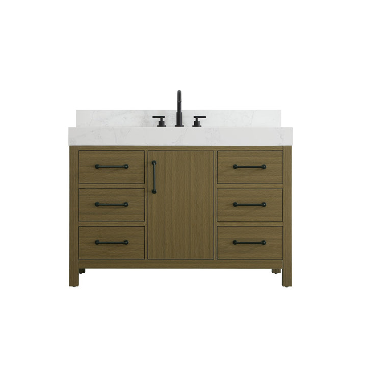 48 Inch Single Bathroom Vanity In Chestnut Brown With Backsplash - View 3 - Joshua Marshal