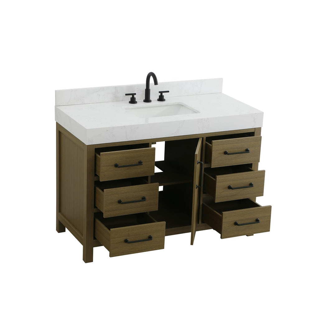 48 Inch Single Bathroom Vanity In Chestnut Brown With Backsplash - View 4 - Joshua Marshal