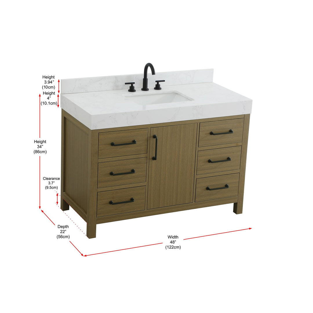 48 Inch Single Bathroom Vanity In Chestnut Brown With Backsplash - View 6 - Joshua Marshal