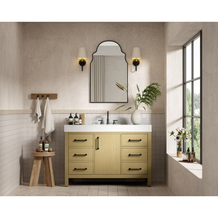 48 Inch Single Bathroom Vanity In Honey Brown - View 2 - Joshua Marshal
