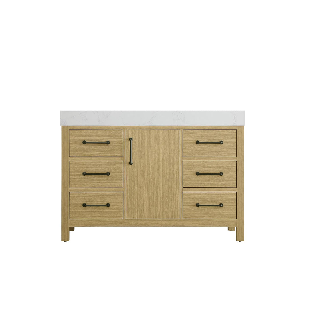 48 Inch Single Bathroom Vanity In Honey Brown - View 3 - Joshua Marshal