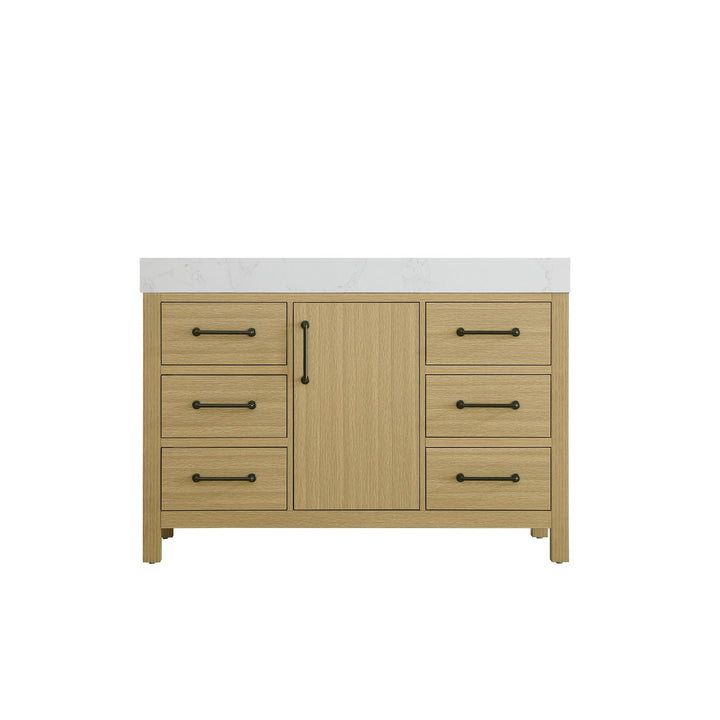 48 Inch Single Bathroom Vanity In Honey Brown - View 3 - Joshua Marshal
