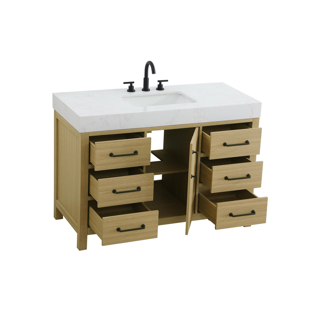 48 Inch Single Bathroom Vanity In Honey Brown - View 4 - Joshua Marshal