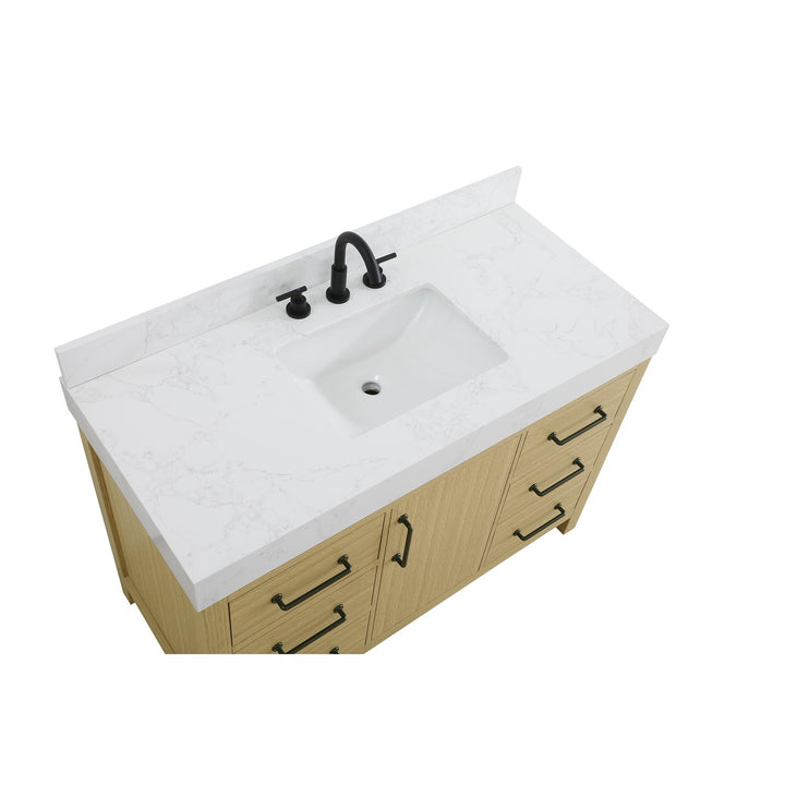 48 Inch Single Bathroom Vanity In Honey Brown - View 5 - Joshua Marshal