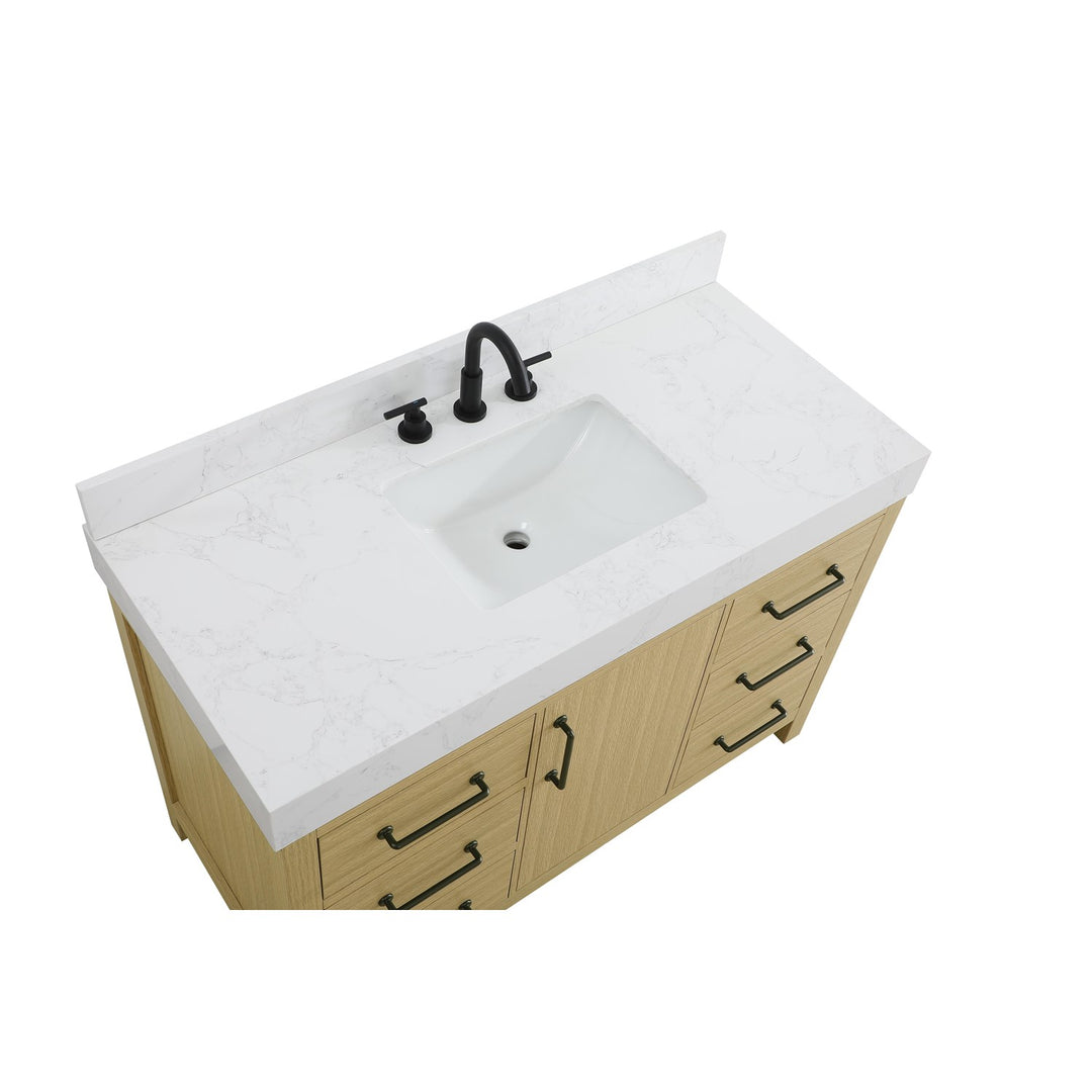 48 Inch Single Bathroom Vanity In Honey Brown With Backsplash - View 5 - Joshua Marshal