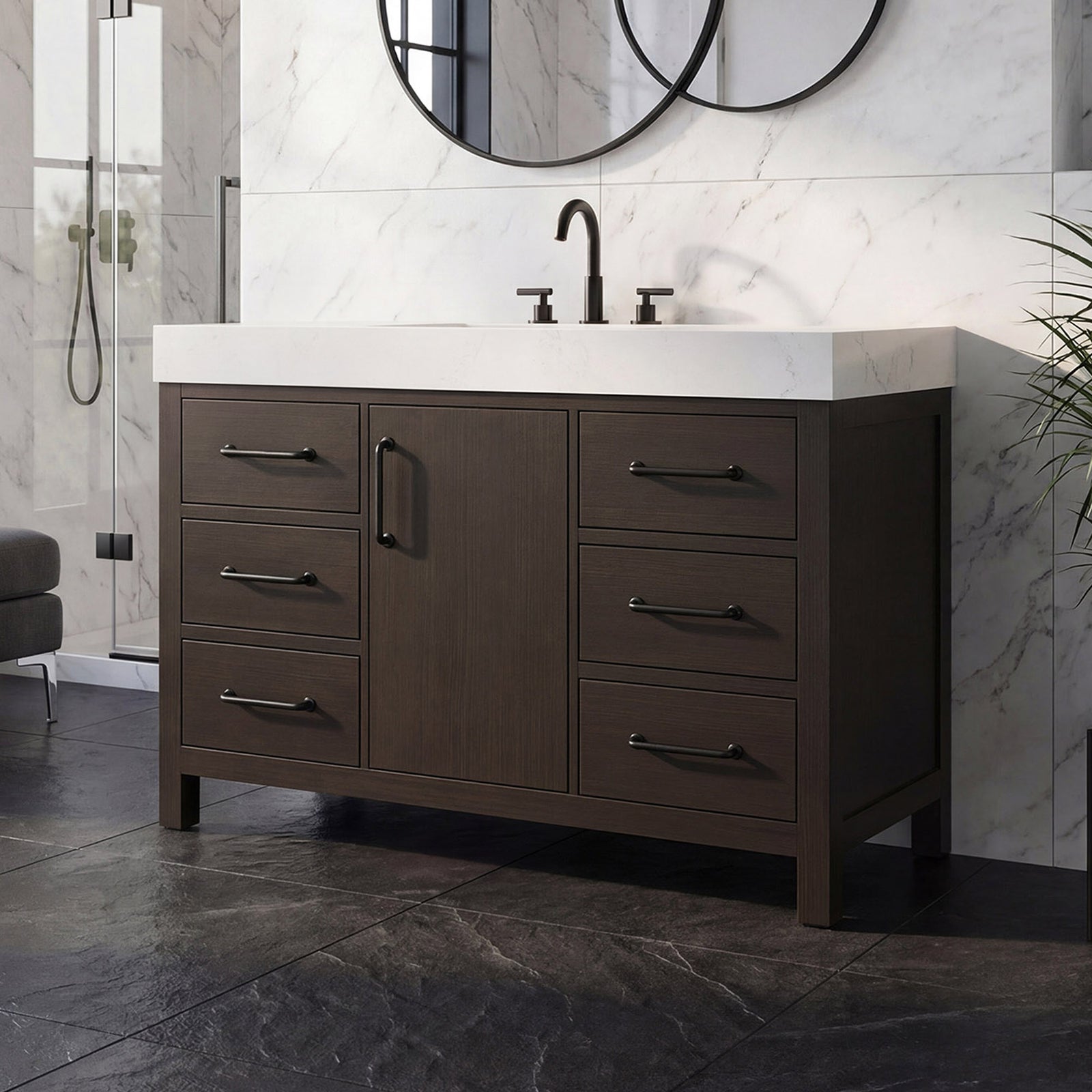 48 Inch Single Bathroom Vanity In Mocha Brown Mocha Brown Finish - KITCHEN & BATH by Joshua Marshal