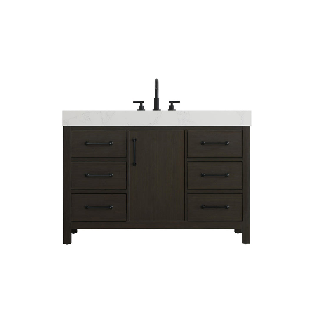 48 Inch Single Bathroom Vanity In Mocha Brown - View 3 - Joshua Marshal