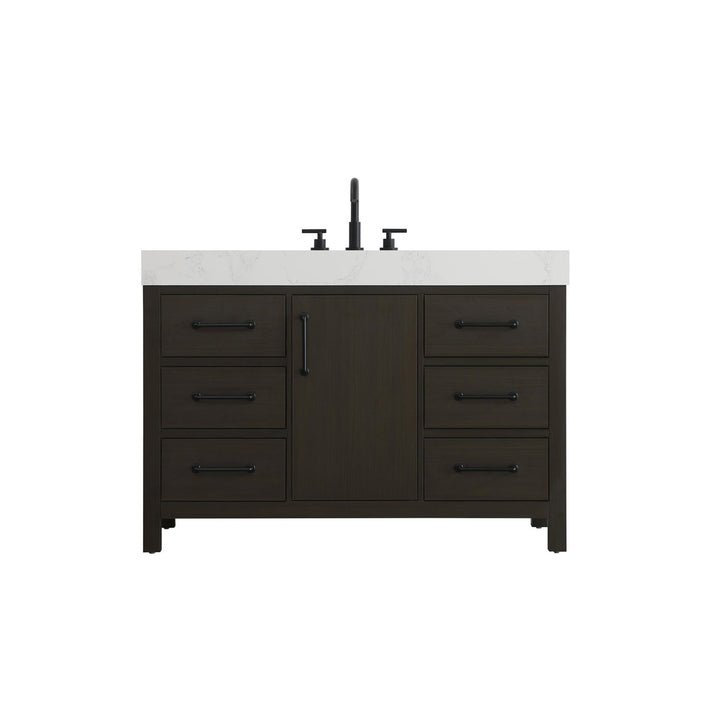 48 Inch Single Bathroom Vanity In Mocha Brown - View 3 - Joshua Marshal