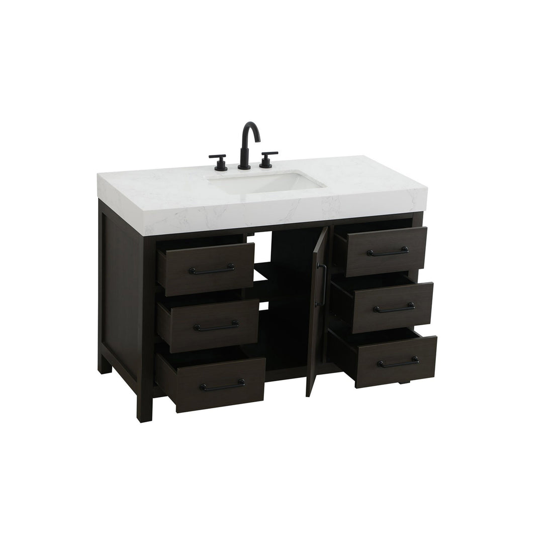 48 Inch Single Bathroom Vanity In Mocha Brown - View 4 - Joshua Marshal