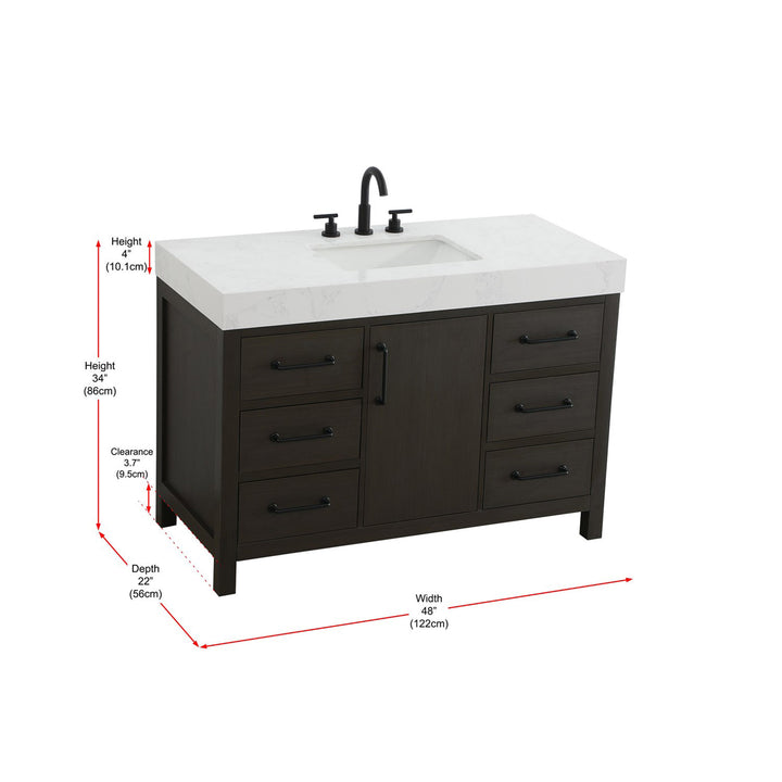 48 Inch Single Bathroom Vanity In Mocha Brown - View 5 - Joshua Marshal