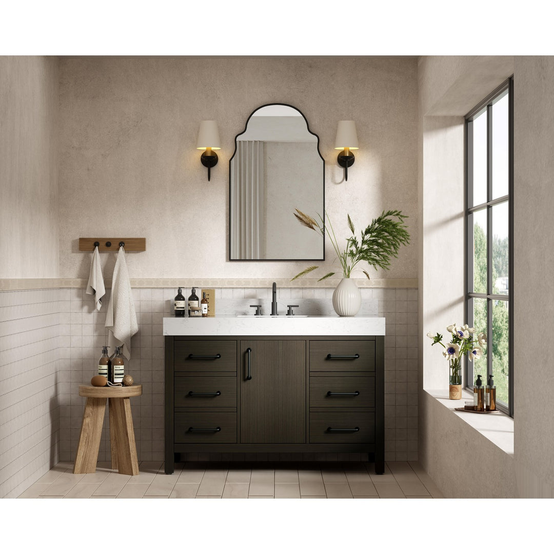 48 Inch Single Bathroom Vanity In Mocha Brown With Backsplash - View 2 - Joshua Marshal