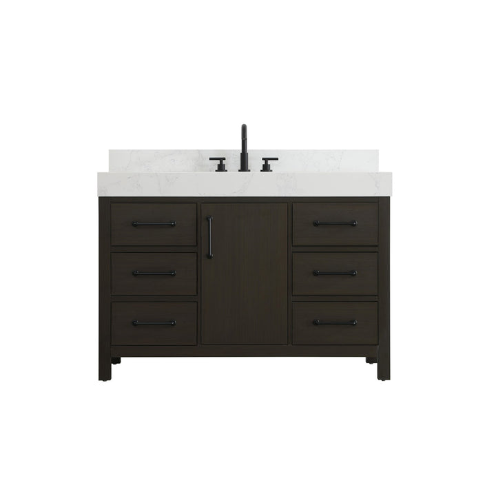 48 Inch Single Bathroom Vanity In Mocha Brown With Backsplash - View 3 - Joshua Marshal