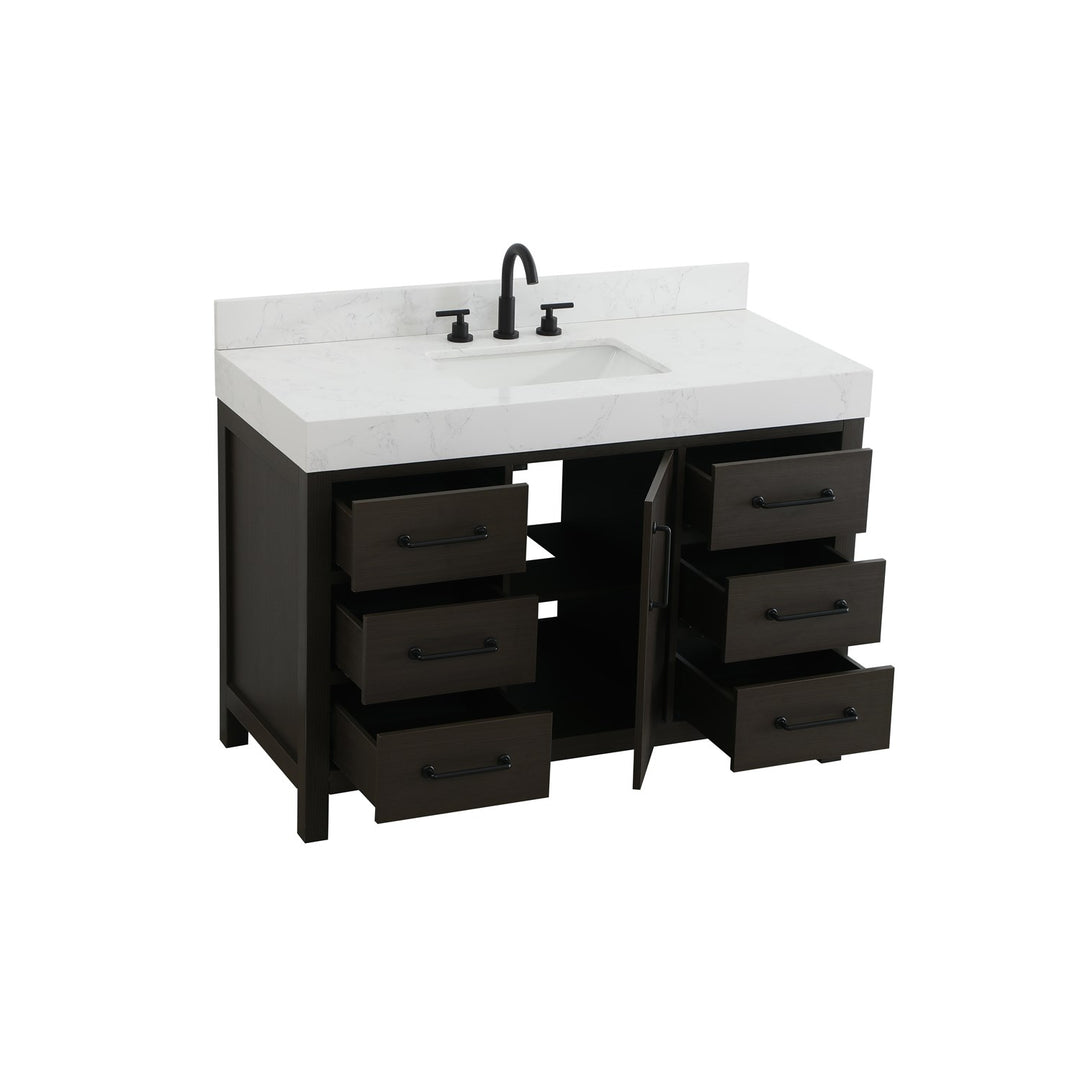 48 Inch Single Bathroom Vanity In Mocha Brown With Backsplash - View 4 - Joshua Marshal