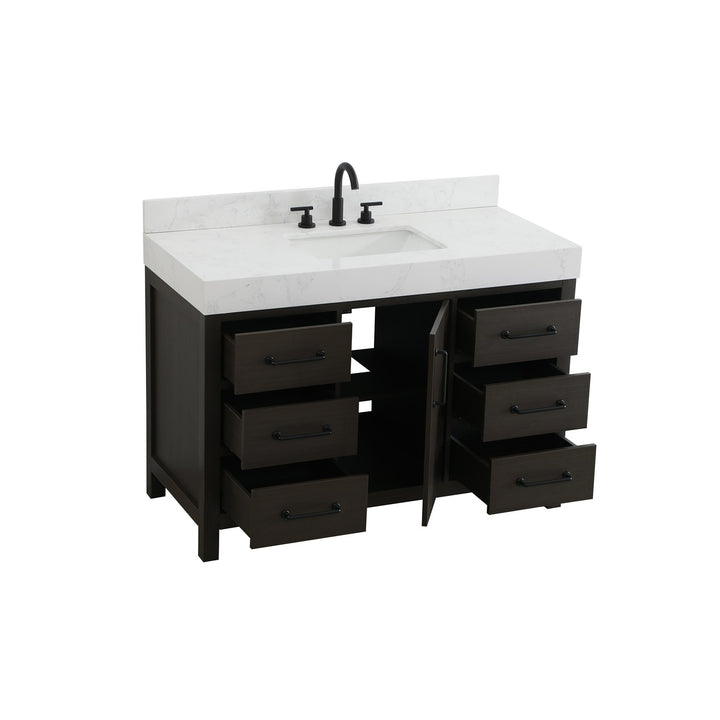 48 Inch Single Bathroom Vanity In Mocha Brown With Backsplash - View 4 - Joshua Marshal