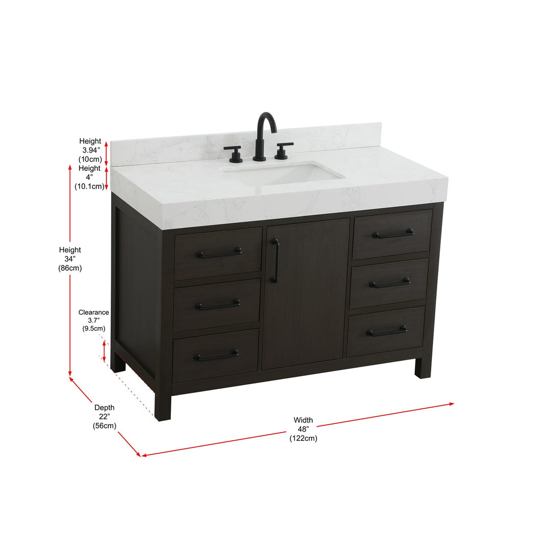 48 Inch Single Bathroom Vanity In Mocha Brown With Backsplash - View 5 - Joshua Marshal