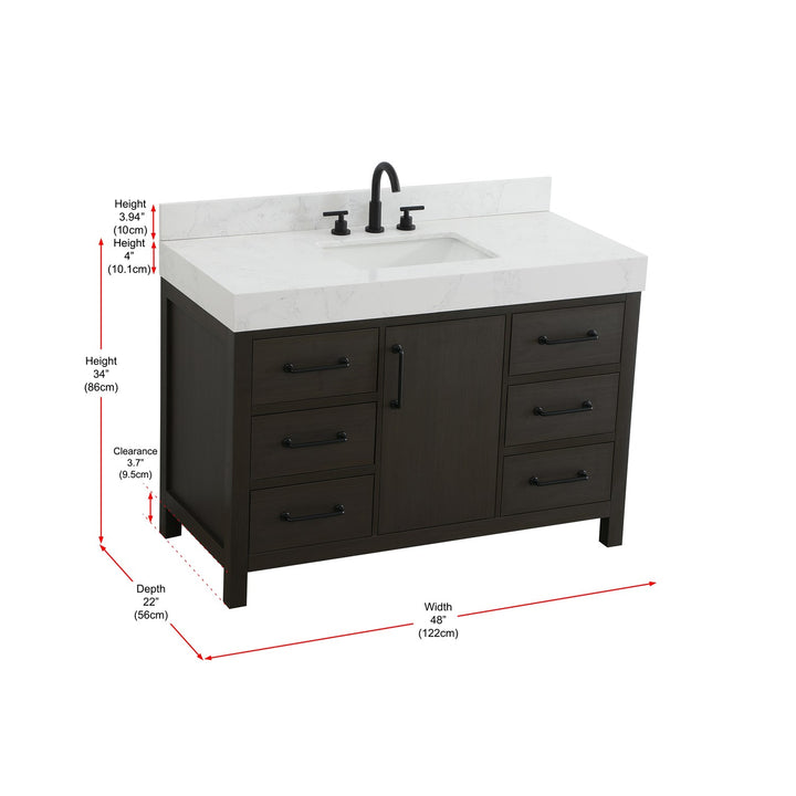 48 Inch Single Bathroom Vanity In Mocha Brown With Backsplash - View 5 - Joshua Marshal