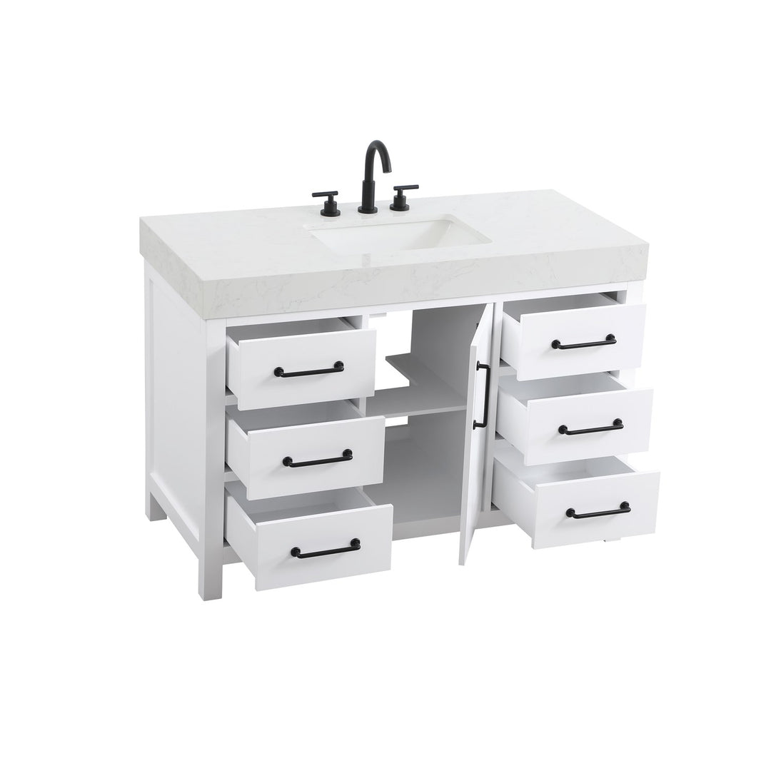 48 Inch Single Bathroom Vanity In White - View 4 - Joshua Marshal