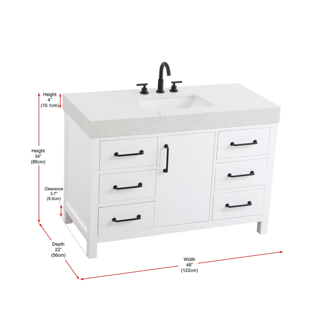 48 Inch Single Bathroom Vanity In White - View 6 - Joshua Marshal
