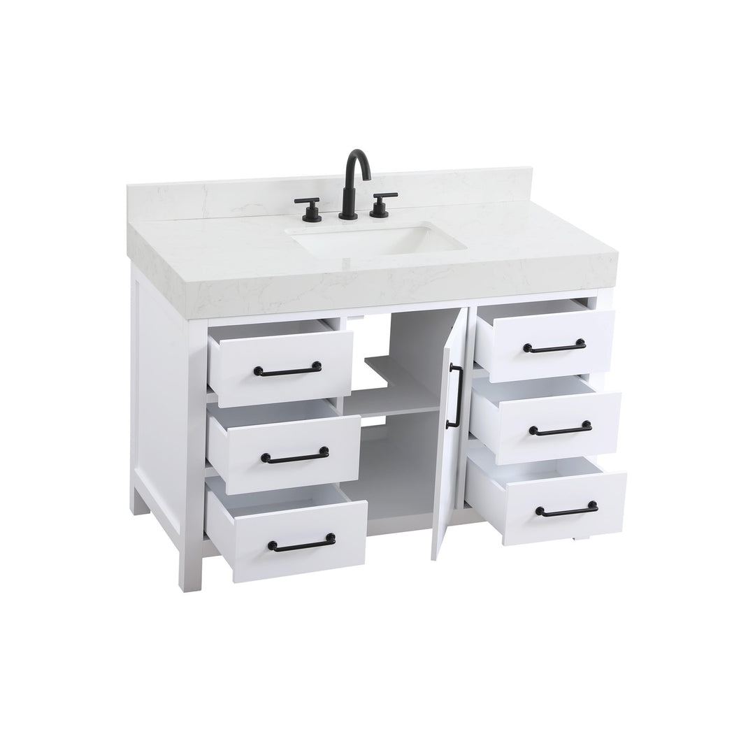 48 Inch Single Bathroom Vanity In White With Backsplash - View 4 - Joshua Marshal