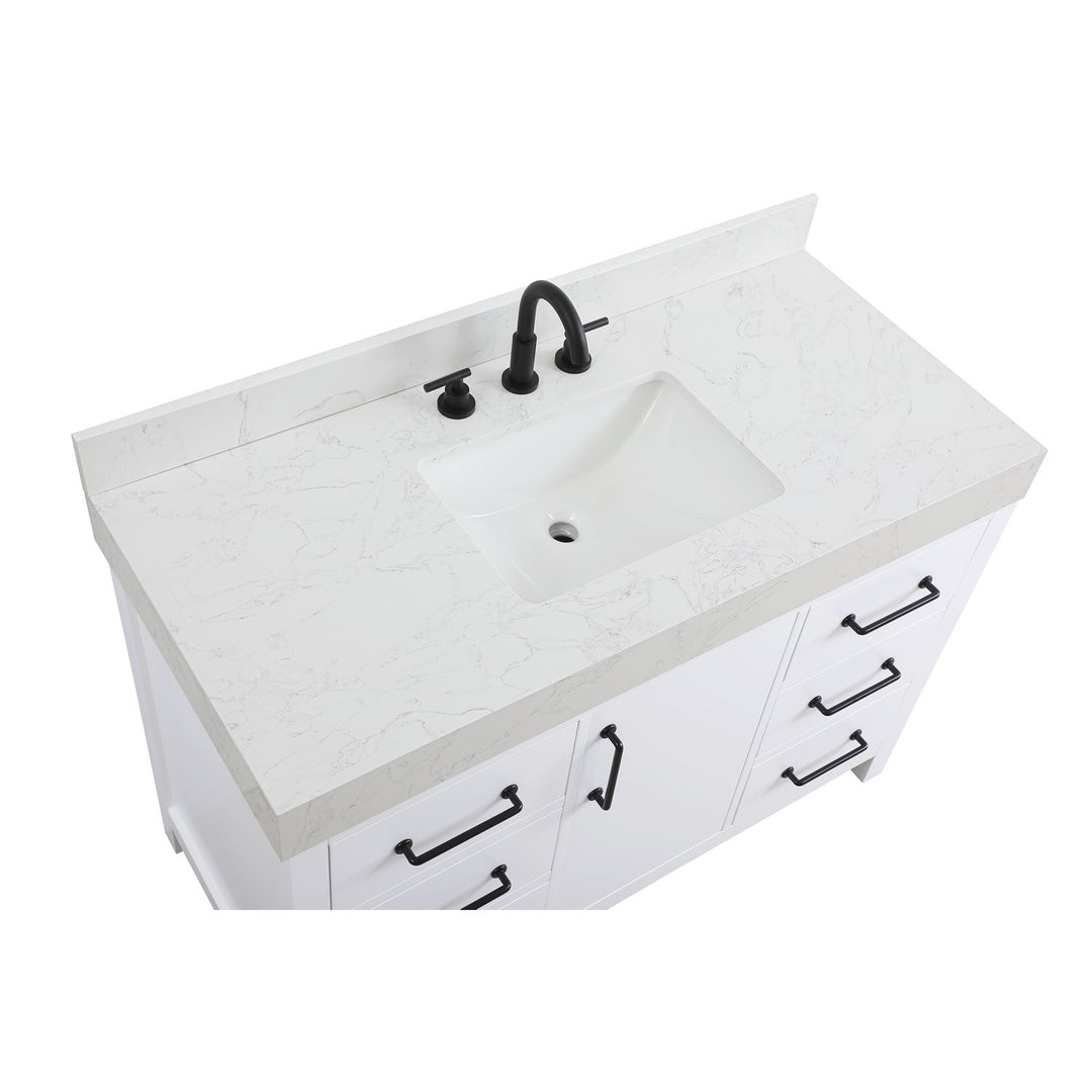 48 Inch Single Bathroom Vanity In White With Backsplash - View 5 - Joshua Marshal