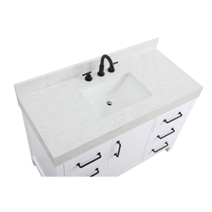48 Inch Single Bathroom Vanity In White With Backsplash - View 5 - Joshua Marshal