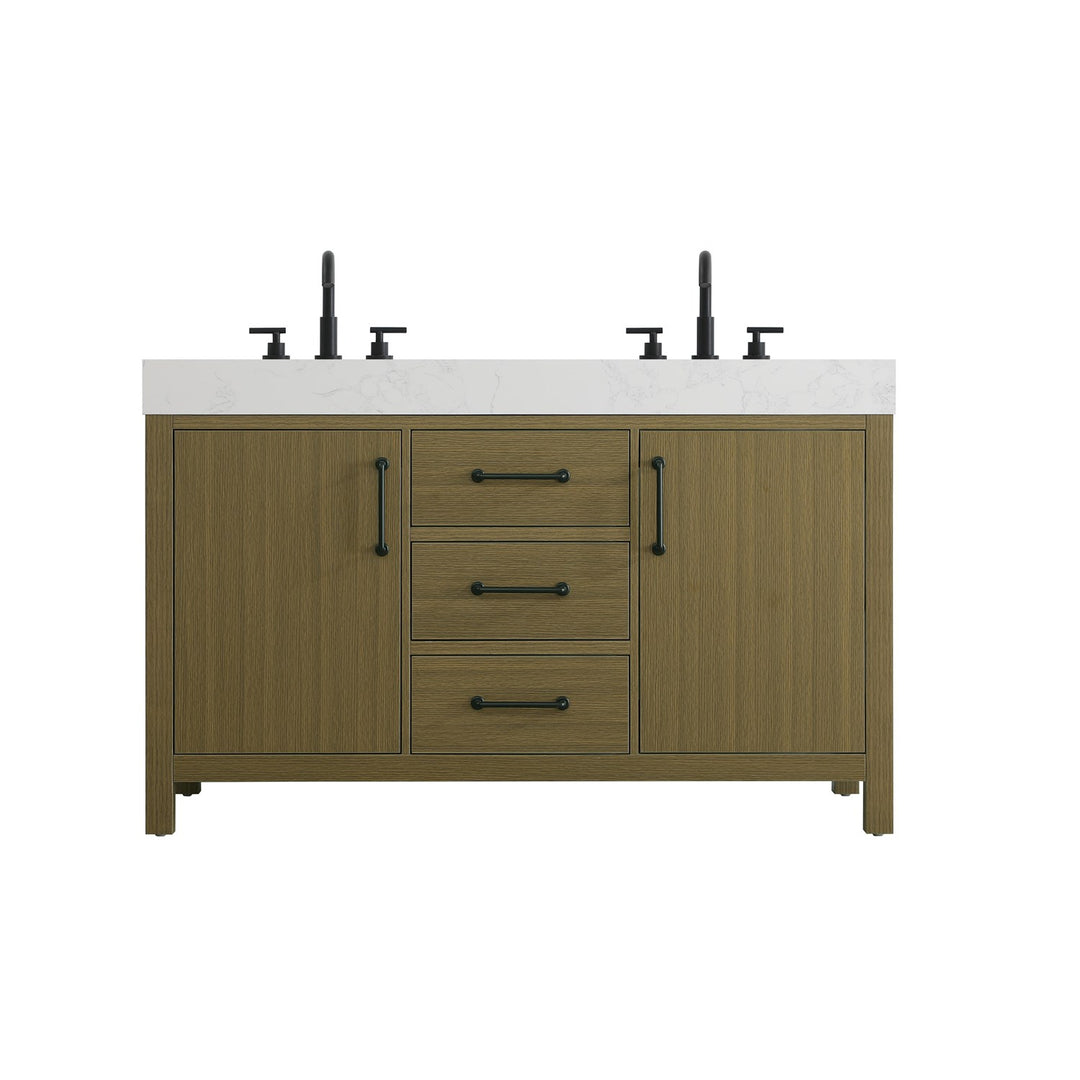 54 Inch Double Bathroom Vanity In Chestnut Brown - View 3 - Joshua Marshal