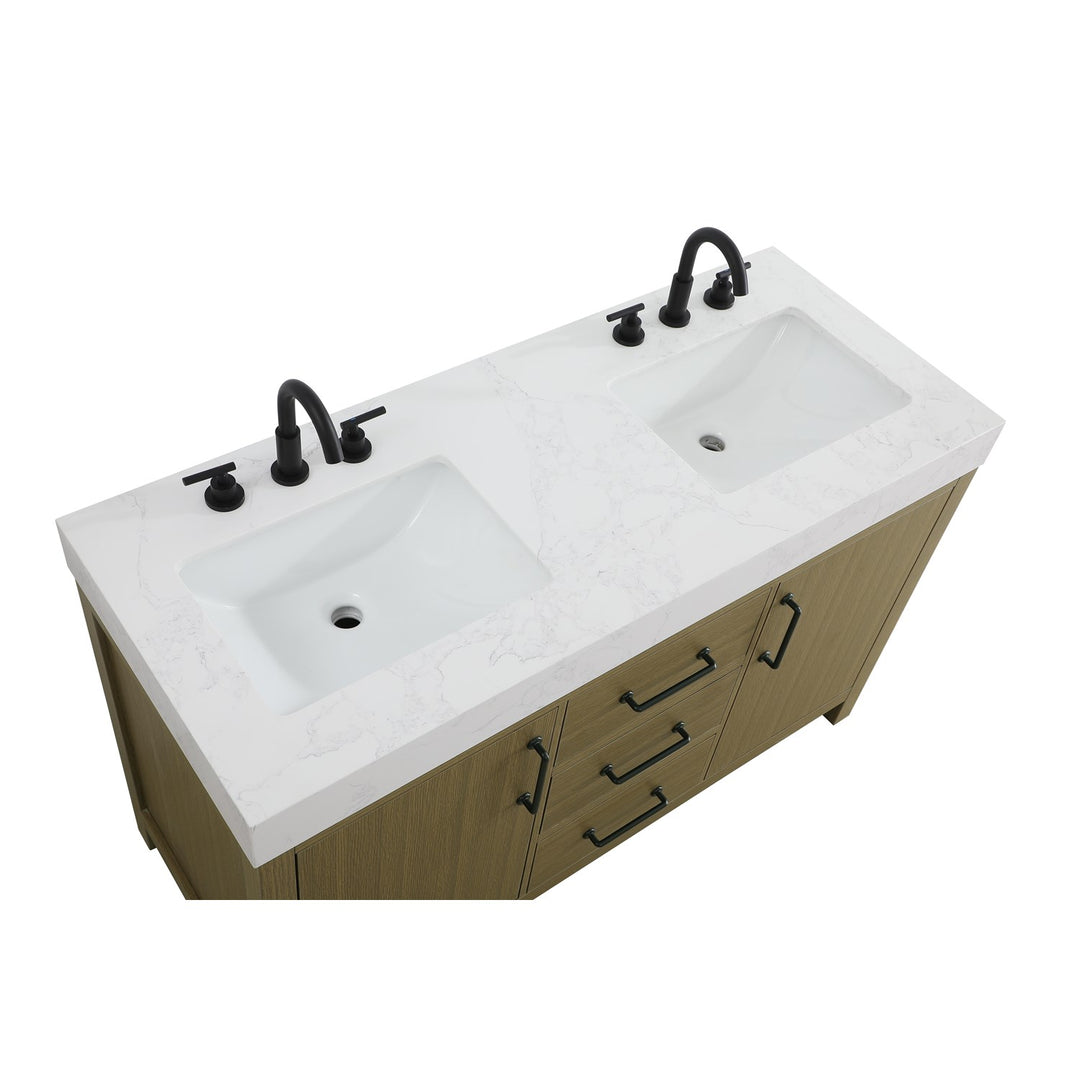 54 Inch Double Bathroom Vanity In Chestnut Brown - View 5 - Joshua Marshal