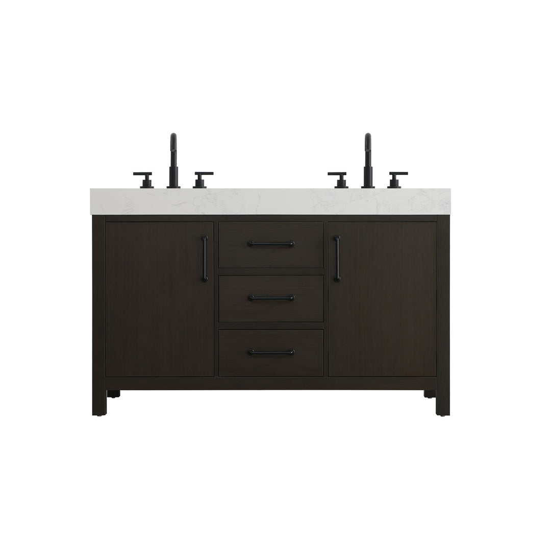 54 Inch Double Bathroom Vanity In Mocha Brown - View 3 - Joshua Marshal