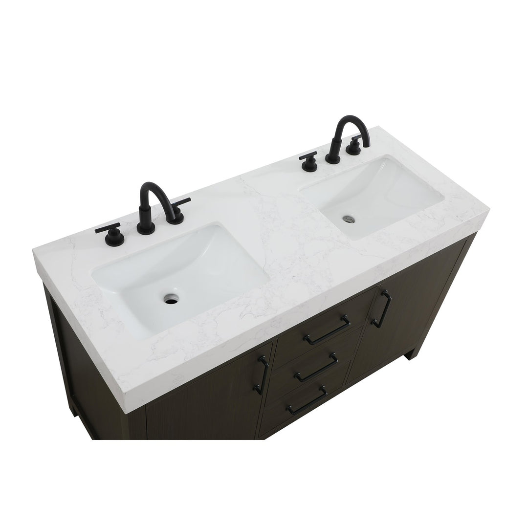 54 Inch Double Bathroom Vanity In Mocha Brown - View 5 - Joshua Marshal